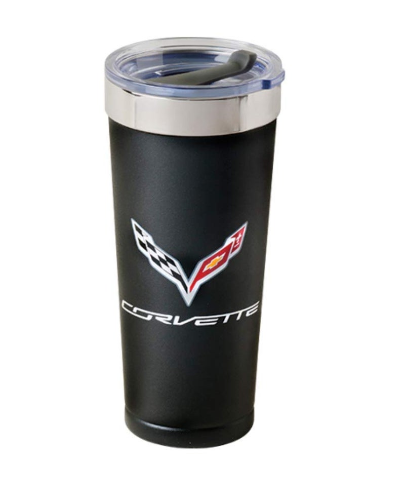 SR1 Performance C7 Corvette Crossed Flags Polar Tumbler - Travel Mug Coffee Cup